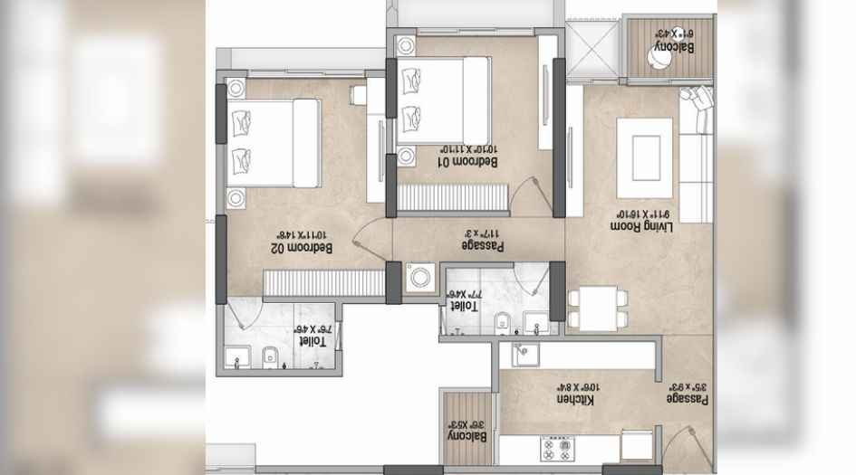 Vascon-One-54-Floor-Plan-2 BHK-769 Sqft-A wing (2)